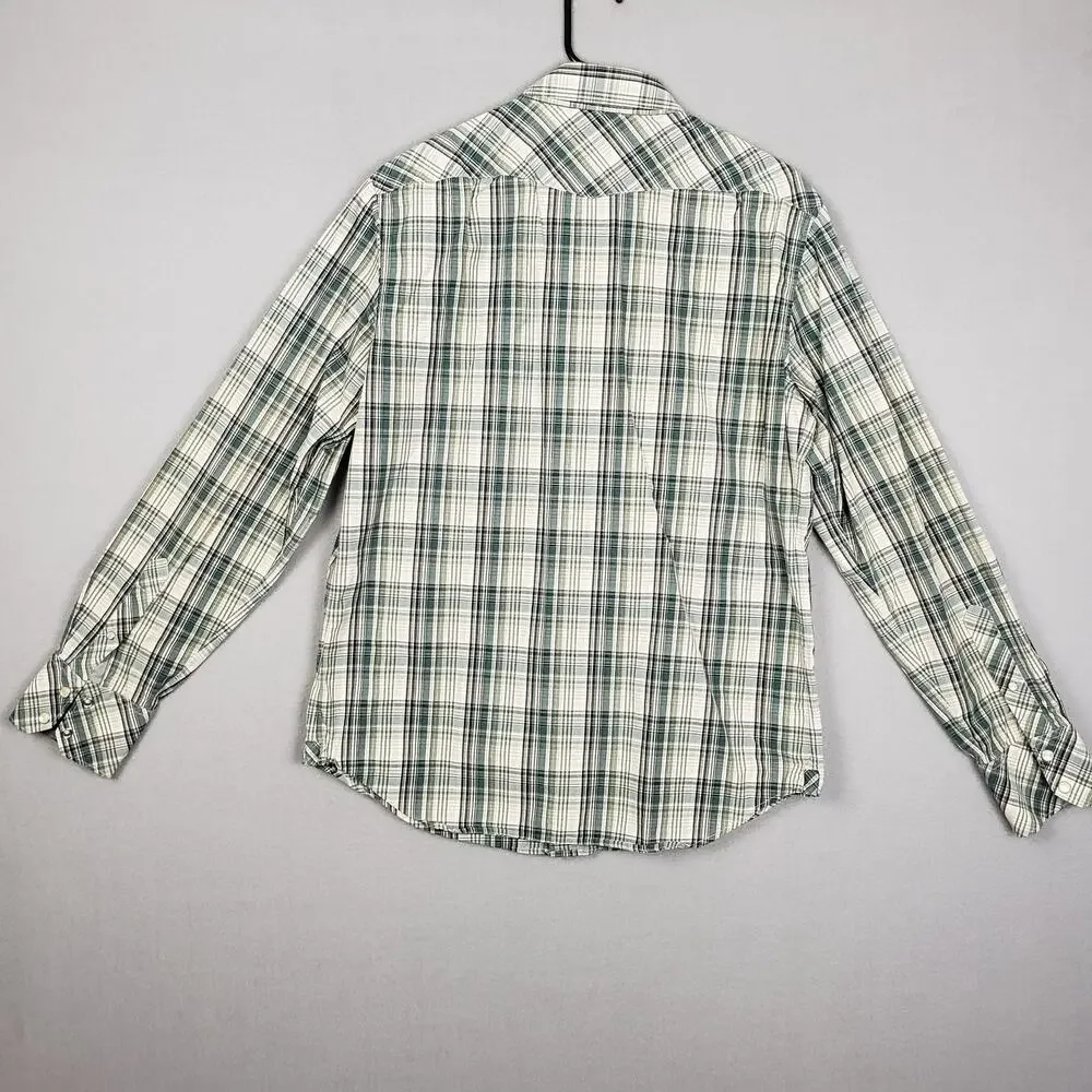 Banana Republic Men's Size M Long Sleeve Button Up Green Plaid Slim Fit Heritage